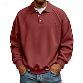 preiswerte Klassisches Poloshirt für Herren-Herren Polo Poloshirts Lässig Straße Revers Langarm Basic Modern Einfach Knöpfe Frühling Herbst Normale Passform Blau Schwarz Weiß Hellgrün Rote Marineblau Polo