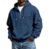 economico felpe con cappuccio da uomo di base-Per uomo Felpa con cappuccio Maglione Felpa con cappuccio e zip corta Felpa con cappuccio in pile Grigio chiaro Con Cappuccio Semplice Tasca Quotidiano Sport &amp; Outdoor Ferie Streetwear Abbigliamento