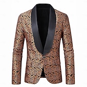 voordelige Tops-Disco 1980s Tuxedo Suits &amp; Blazers Lapel Collar Blazer Long Sleeves Disco Jacquard Fancy Dress Men's Carnival Costume Halloween Carnival Masquerade Club Pride Parade Pride Month Adults' Tuxedo