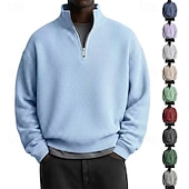 economico Felpe di base-Per uomo Maglia Felpa a nido d'ape Felpa con cappuccio Felpa con zip corta Aalbicocca Rosso bordeaux Bianco Verde chiaro Blu marino Colletto Mao Semplice Testurizzato Casuale Quotidiano Sport