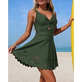 billiga One Pieces Rash Guards-Dam Badklänningar One Pieces Solid färg Elastisk Ärmlös Badkläder Surfing Snorkelfenor Simmning Sommar