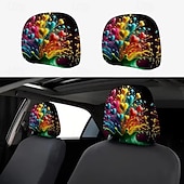 cheap Slipcovers-2pcs Cute Flower Love Heart Print Headrest Covers, Valentine's Day Heart-Eyed Girl Car Headrest Protector, Interior Decor, No Filling, Easy to Install and Wash, Suitable for Long-Distance Travel Naps