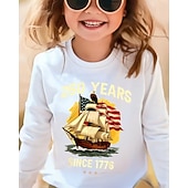  Unisex Mädchen 3D Grafik Flagge 250-jähriges Jubiläum Amerikanische US-Flagge für Kinder T-Shirt Langarm 3D-Druck Sommer Herbst Sport Mode Streetwear Kinder 4-12 Jahre Rundhalsausschnitt Lässig