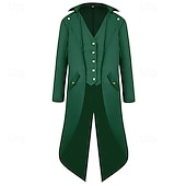 cheap Outerwear-Retro Vintage Medieval Coat Tuxedo Tailcoat Ebenezer Scrooge Dickens Vampire Elf Plague Doctor Solid Colored Fancy Dress Men's Steampunk Christmas Adults' Coat