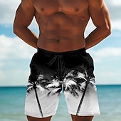  Herr Kokosnötsträd Gradientfärg Tropiska växter Badshorts Boardshorts Medium Midja Streetwear Hawaiisk Semester Sidfickor Mesh foder Elastisk dragsko i midjan Designer Kläder