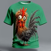 economico Magliette con stampa animale-Per uomo Animale Pulcino Divertente Maglietta Manica Corta maglietta Stampa 3D Girocollo Camicia Esagerato Designer Feste Ferie Blu Nero Arancione Estate Primavera Abbigliamento S M L XL XXL XXXL