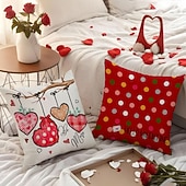 cheap Throw Pillows,Inserts &amp; Covers-Valentine's Day Throw Pillow Cover, Red Heart Balloon Decorative Cushion, Romantic Atmosphere Pillow for Sofa, Living Room, Bedroom, Cozy Holiday Accent