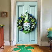 olcso Ünnepi faliszőnyegek-Szent Patrik-nap mentazöld lóhere ajtófüggöny, kobold &amp;Zöld lóhere design, ünnepi ajtódísz Szent Patrik-napi ünnepségre.