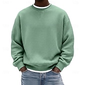 olcso Alap pulóverek-Férfi Pulóver Gofris pulóver Pulóver kapucnis pulóver Vörösbor Fekete Fehér Világoszöld Sötétkék Terített nyak Sima Texturált Hétköznapi Napi Sport &amp; Szabadtéri Poliészter Utcai sikk Menő Sportruházat