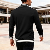 economico Giubbotti Casual-Per uomo Giacca Leggera Giacca Casual Giacca College Casuale Quotidiano Tasca Primavera Autunno A righe Streetwear Elegante Colletto Mao Regolare Nero Rosso Blu marino Blu reale Grigio chiaro Giacca