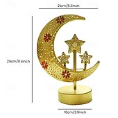 olcso Ramadan dekorációs fények-ramadan eid vas fém díszlámpa csillag hold beltéri hálószoba hangulatvilágítás aaa elem 29 * 21cm