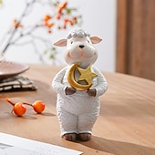 cheap Ramadan &amp; Eid-Ramadan Sheep Figurine, Black &amp; White Resin Sheep Holding Moon &amp; Star, Hand-Painted Decorative Ornament for Eid al-Fitr, Eid al-Adha, Ramadan Home Décor, Gift for Family &amp; Celebration