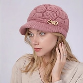  女性用 帽子 冬の帽子 防風 ウォーム アウトドア ストリート 日常 ニット ピュアカラー