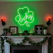 olcso Dekoratív fények-Szent Patrik-napi neonreklámok faldekorációhoz lóhere aranypénz kalap LED-es táblák neonbár táblák hálószobába USB világító tábla otthonra bár fali ember barlang buli klub étterem szálloda