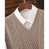 preiswerte Wollpullover für Herren-Herren Pullunder Kleid Pullover Pullover Weste Strickpullover Gerippt Stricken Normale Oberteile Gestrickt Einfach V Ausschnitt Mode Streetwear Geschäft Urlaub Bekleidung Ärmellos Herbst Winter