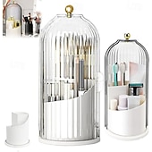 abordables Rangement et organisation-Porte-brosses à dents anti-poussière avec couvercle, boîte de rangement pour pinceaux de maquillage pour coiffeuse, porte-stylos en forme de cage à oiseaux et étagère de rangement, organisateur
