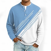 billige Geometrisk-Herre Geometrisk Fargeblokk Vaffel Henley-skjorte Uformell stil Klassisk Stil Langermet Mote Designer Grunnleggende Avslappet Daglig utendørs Høst vinter Vår Grå Rosa Lys Grønn Lyseblå Lilla Henley