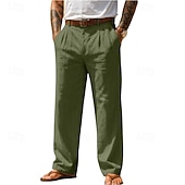 levne podnikání-Pánské Bavlněné plátěné kalhoty Kalhoty Letní kalhoty Volné kalhoty Plážové kalhoty Kapsy Pevná barva Pohodlné Prodyšné Denní Venkovní Plážové prázdniny Módní Černá Bílá Neelastické