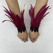 abordables Accesorios-Carnaval 2026 Accesorios de Samba del Carnaval de Río Muñequeras de Plumas Negras con Encaje - Pulseras Elegantes para Fiestas Gatsby Disfraz de Festival de Brasil