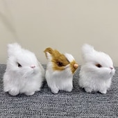 Недорогие Пасха-4 фигурки пасхальных кроликов ручной работы — универсальный праздничный декор для дома &amp;полка для демонстрации, неэлектрическая, без перьев, идеально подходит для Рождества, Хэллоуина, Хануки, Дня