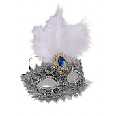 billiga Tillbehör-Kvinnors Grön Fjäder Venetiansk Maskeradmask - Lyxig Barock Crystal-Pyntad Karneval Kosttillsats för Venedigfestivalen Mardi Gras  Maskeradfester