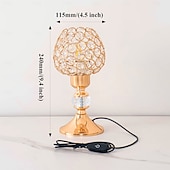 abordables Lampes de table-Bougie en cristal doré, lampe de chevet de luxe rechargeable, lumière chaude 3000K, intensité variable, idéale pour la chambre, les mariages et les fêtes.