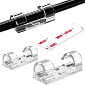 abordables Rangement et organisation-80 clips de câble (petits) &amp;(grand format), serre-câbles adhésifs de finition pour fixation murale (TV, PC, ordinateur portable), clips de gestion de câbles, clips pour éclairage extérieur