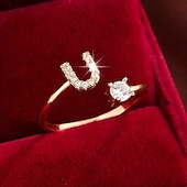 ieftine Inele-1 buc Inel For Pentru femei Zirconia cubică Transparent Zilnic Cadou Concediu Articole de ceramică Scrisă