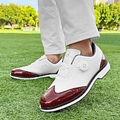 voordelige Heren Golf Schoenen-Heren golfschoenen – comfortabel wit en bordeauxrood design voor optimale prestaties en stijl op de golfbaan.