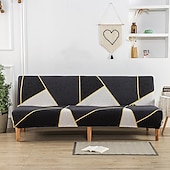 abordables Couverture du canapé Futon-Housse de canapé-lit extensible en tissu imprimé, disponible en 3 tailles différentes, housse de canapé sans accoudoirs, housse de banc élastique, protection décorative pour le Nouvel An, décoration