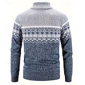 economico Maglioni Cardigan da uomo-Per uomo Felpa Cardigan Maglione con Zip A Coste Maglia Top Regolari Lavorato a maglia Geometrico Collo Alto Neutro Moda Casuale Abbigliamento quotidiano Abbigliamento Autunno Inverno Blu Grigio