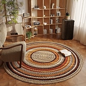 ieftine Covorase de zonă-Covor vintage boho chic rotund pentru scaun, husă de canapea și masă de cafea de lux, covor de living rezistent la pete, covoraș de podea pentru dormitor și dulap