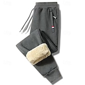 baratos calças de corrida-Homens Sherpa Calças de lã Calças Esportivas Corredor Calças Bolsos Com Cordão Cintura elástica Tecido Conforto Quente Esportes Diário Moda Casual Preto Cinzento Micro-Elástica