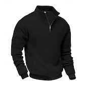 billiga Basic sweatshirts-Herr Tröja Kvartströja med dragkedja Svart Ljusgrå Halv dragkedja Slät Ledigt Dagligen Sport &amp; Utomhus Streetwear Grundläggande Höst Vinter Kläder Pull Tröjor Långärmad