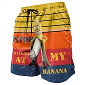 economico Retro Vintage &amp; Etica-Per uomo Banana Teiera Gergo divertente Costumi da bagno Pantaloncini da mare Pantaloncini da Surf Misura del girovita medio Divertente Casuale Vacanza al Mare Tasche Laterali fodera in rete Coulisse