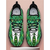  Baskets pour hommes pour la Saint-Patrick – motif trèfle vert et losanges amusant, légères, idéales pour les célébrations et les fêtes.