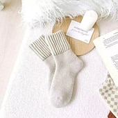 זול גרביים לבית-גרביים עבות עם בטנת פליז, גרבי חורף, קז'ואל וחמים לנשים, סופגות זיעה, נעימות ללבישה יומיומית, נעליים למזג אוויר קר