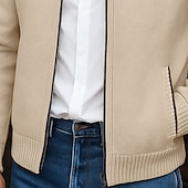 Недорогие кардиган мужской свитер-Муж. Вязаная ткань Кардиган Свитер на молнии Свитер Куртка флисовый свитер Рельефный узор Вязать Обычные топы Классический Флис Сплошной цвет Вырез под горло