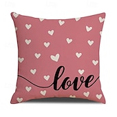 cheap Throw Pillows,Inserts &amp; Covers-Valentine's Day Couple Heart Pillow Cover, Red "LOVE" Letter Print Decorative Cushion, Perfect for Sofa, Living Room, Bedroom, Ideal for Romantic Valentine's Day Home Decor