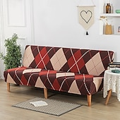 abordables Couverture du canapé Futon-Housse de canapé-lit extensible en tissu imprimé, disponible en 3 tailles différentes, housse de canapé sans accoudoirs, housse de banc élastique, protection décorative pour le Nouvel An, décoration