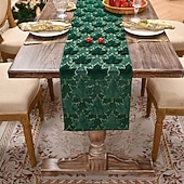 Χαμηλού Κόστους Τραβέρσες (Ράνερ)-Τραπεζομάντιλο ζακάρ για την ημέρα του Αγίου Πατρικίου, χρυσό σχέδιο με φθινοπωρινά φύλλα, πράσινο με χρυσό περίγραμμα, ορθογώνιο τραπεζομάντιλο για το σπίτι &amp;διακόσμηση ξενοδοχείου.