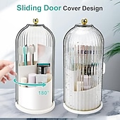 abordables Rangement et organisation-Porte-brosses à dents anti-poussière avec couvercle, boîte de rangement pour pinceaux de maquillage pour coiffeuse, porte-stylos en forme de cage à oiseaux et étagère de rangement, organisateur
