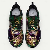 economico Scarpe da uomo-Scarpe da ginnastica a tema Carnevale da uomo per Mardi Gras con design vivace di maschera di maschera – Calzature divertenti e colorate per Carnevale feste e festival