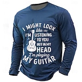  Homens Música Guitarra Gíria engraçada Camiseta Manga Longa Camiseta Impressão 3D Gola Redonda Camisa Moda Diário Básico Casual Diário Rua Azul Preto Vermelho Verão Primavera Roupa S M L XL XXL XXXL