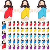 abordables Pâques-Lot de 50/100 petites figurines de Jésus, mini-figurines de Jésus en vrac, cadeau de Pâques, petites statues pour garnir les œufs de Pâques, figurines miniatures multicolores de Jésus à cacher