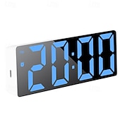 Недорогие Декоративные огни-цифровые часы, светодиодные зеркальные часы, большой зеркальный таймер с дисплеем, бесшумные светящиеся будильники с отображением даты и температуры, современный декор для дома, настольные украшения