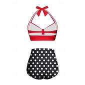 economico Surfing Tankinis &amp; Bikinis-Per donna Costume da bagno Bikini a vita alta con volant 2 pezzi Tropicale Senza schiena Protezione UV Alta elasticità Senza Maniche Costume da Bagno Surf Immersione Snorkeling Estate