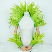 Χαμηλού Κόστους αξεσουάρ-Καθαρενικά 2026 Ρίο Καρναβάλι Σάμπα Αξεσουάρ Καρναβάλι Κόκκινο Και Κίτρινο Φτερό Στολή Σετ Μανίκι Ωμού  Καλύμματα Βραχίονα Για Μάρντι Γκρας Χορό Πάρτι Βραζιλία Φεστιβάλ Ενδυμασίας