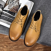 preiswerte Arbeitsschuhe-Lässige gelbe Herren-Ankle-Boots – bequem, stilvoll mit weichem Futter, ideal für legere Hochzeiten und Veranstaltungen im Freien