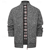 billige cardigangenser for menn-Herre Genser Cardigan Genser Glidelås genser Riflet Strikke Vanlige topper Strikket Helfarge Høyhalset Nøytral Mote Avslappet Dagligdagstøy Klær Høst Vinter Navyblå M L XL